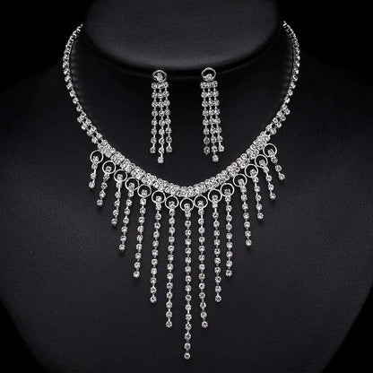 rhinestone necklace, necklace women, earrings women, jewelry set for women, rhinestone jewelry, necklace and earrings set, necklace set for women, earrings necklace set, chain earrings