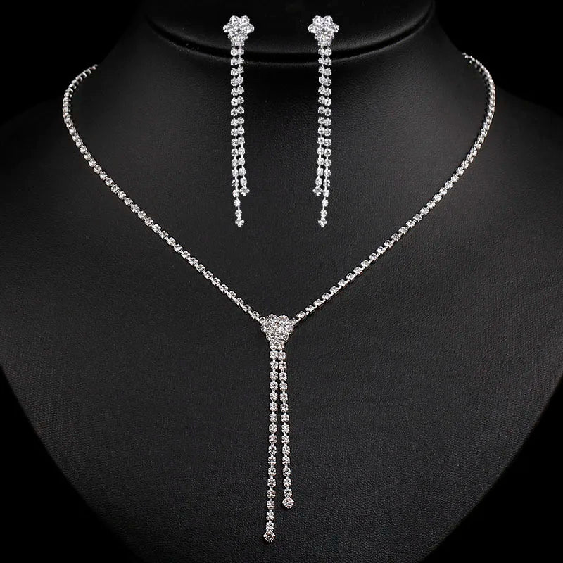 rhinestone necklace, necklace women, earrings women, jewelry set for women, rhinestone jewelry, necklace and earrings set, necklace set for women, earrings necklace set, chain earrings