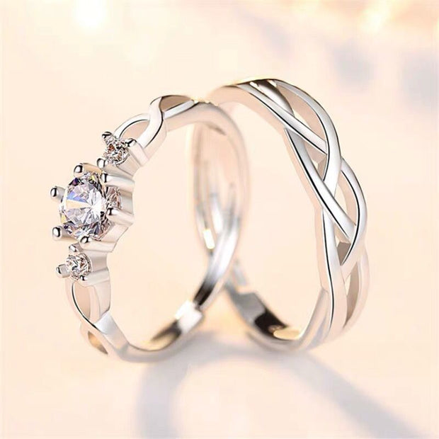 Simple Diamond-studded Couple Rings For Men And Women