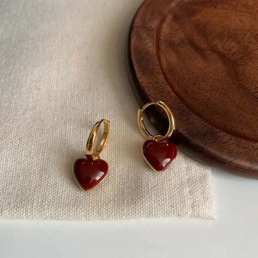 women earrings, red heart earrings, heart earrings, earrings dangle, heart dangle earrings, wine earrings, red earrings, heart drop earrings, earrings drop, ladies earrings, drop earrings for women, dangle earrings for women