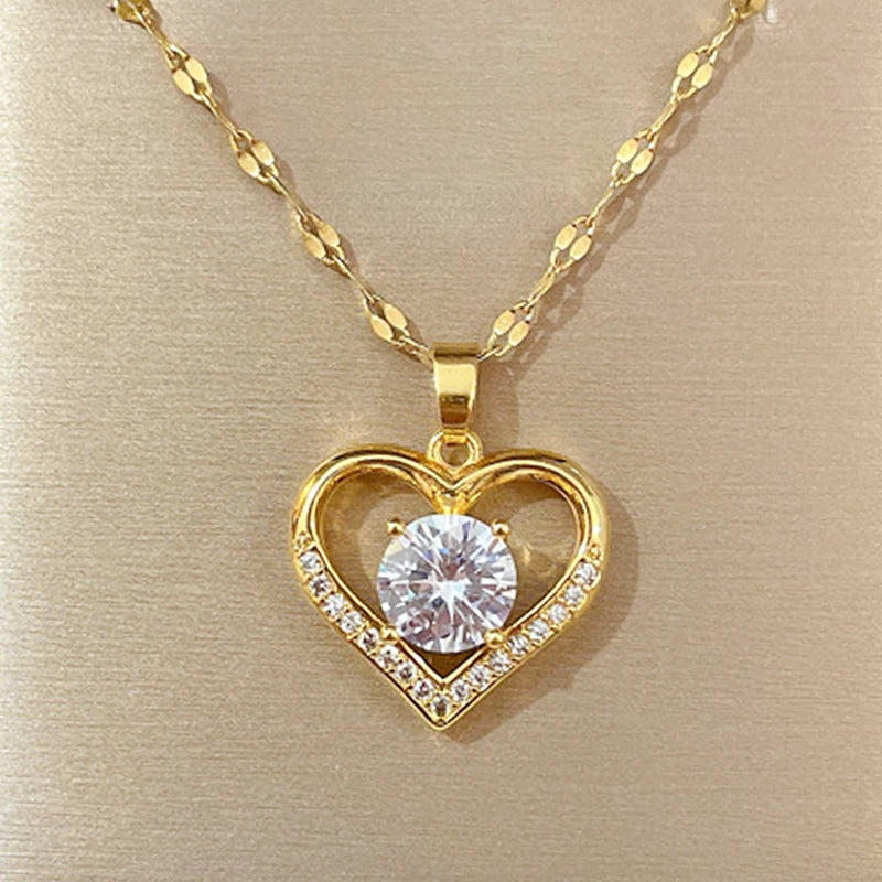 heart pendant, chain necklace, pendant chain, heart pendant necklace, heart necklace, stainless chain, stainless necklace, stainless steel chain, stainless steel pendant, gold pendant necklace