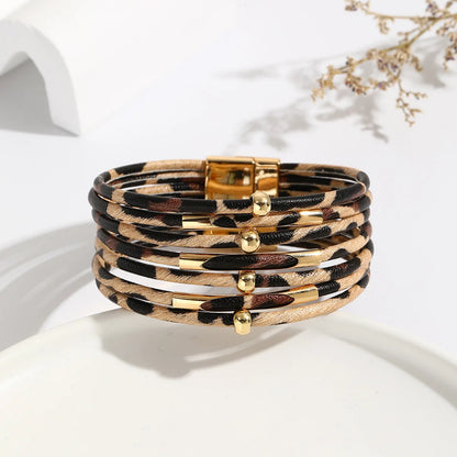 leather wrap bracelet, wrap bracelet, bracelet charm, leather bracelet, metal bracelet, leather wrap, charm jewelry, leopard bracelet, pandora bracelet, leather charm bracelet, leather bangle, tube bracelet, leather for bracelets, multi layer bracelet