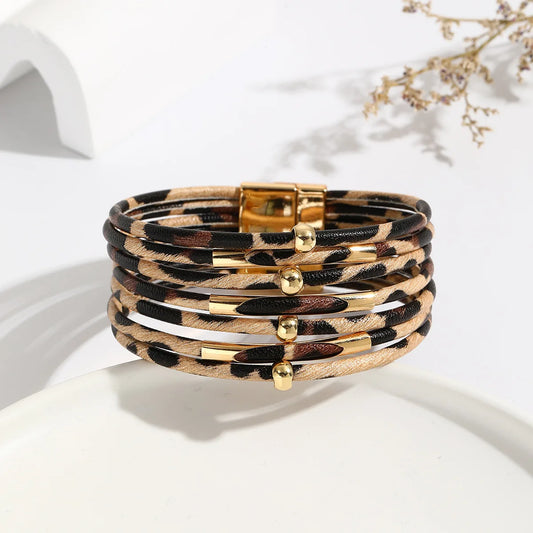 leather wrap bracelet, wrap bracelet, bracelet charm, leather bracelet, metal bracelet, leather wrap, charm jewelry, leopard bracelet, pandora bracelet, leather charm bracelet, leather bangle, tube bracelet, leather for bracelets, multi layer bracelet