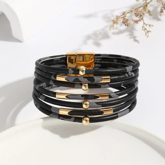 leather wrap bracelet, wrap bracelet, bracelet charm, leather bracelet, metal bracelet, leather wrap, charm jewelry, leopard bracelet, pandora bracelet, leather charm bracelet, leather bangle, tube bracelet, leather for bracelets, multi layer bracelet