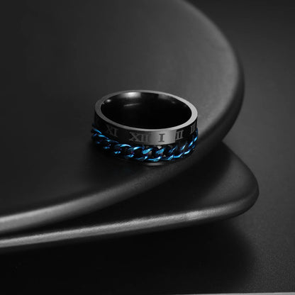 spinner ring, mens spinner ring, mens ring, fidget spinner ring, stainless steel rings, roman numerals ring, mens black rings, stainless steel spinner ring, stainless ring, mens fidget ring, stainless steel mens rings, black ring, men bands