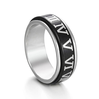 spinner ring, mens spinner ring, mens ring, fidget spinner ring, stainless steel rings, roman numerals ring, mens black rings, stainless steel spinner ring, stainless ring, mens fidget ring, stainless steel mens rings, black ring, men bands