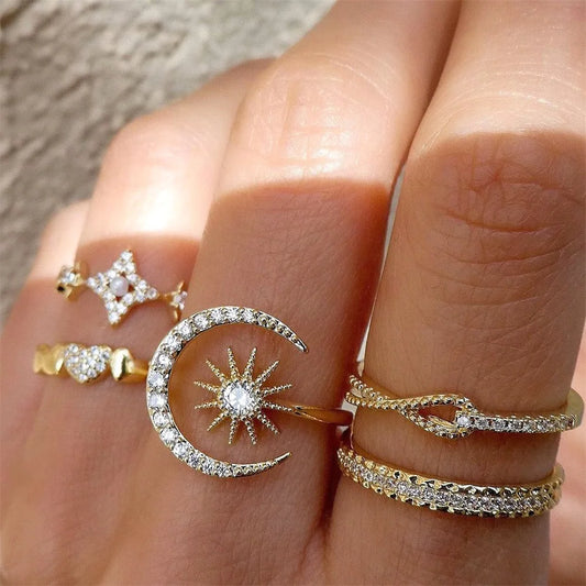 ring set, ring women, ring set for women, butterfly ring, crystal ring, star ring, moon ring, heart rings, cross ring, moon star ring, ladies ring, moon and star ring, gold ring set, women's butterfly ring