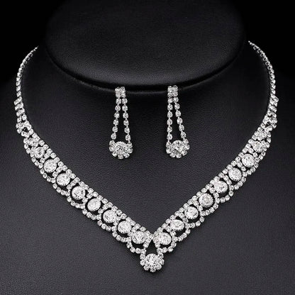 rhinestone necklace, necklace women, earrings women, jewelry set for women, rhinestone jewelry, necklace and earrings set, necklace set for women, earrings necklace set, chain earrings