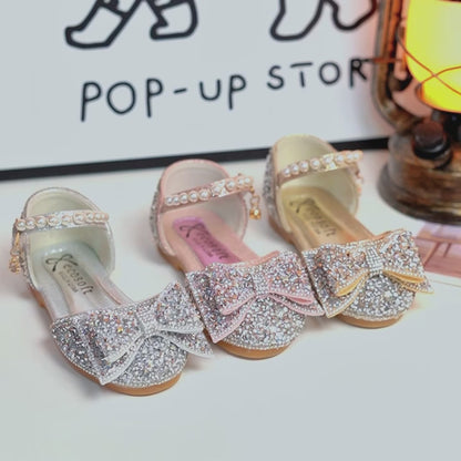 Sandales à paillettes pour enfants, chaussures de princesse