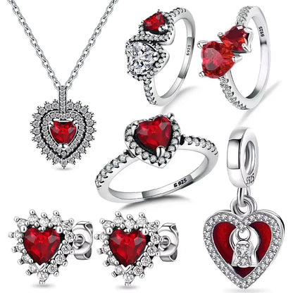 ring women, bracelet women, bracelet charm, red bracelet, bracelet ring, charm ring, heart bracelet, red heart ring, 925 silver ring, sterling ring, 925 ring, red ring