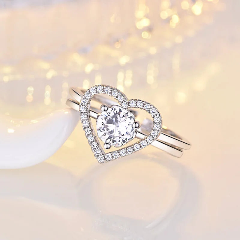 sterling silver, bridal ring, 925 sterling silver, sterling silver ring, ring women, 925 silver ring, wedding ring, wedding ring women, sterling ring, crystal ring, silver heart ring, heart rings, silver heart ring, sterling silver heart, sterling ring, 925 silver ring, sparkle ring, silver ring, sterling silver ring, silver band