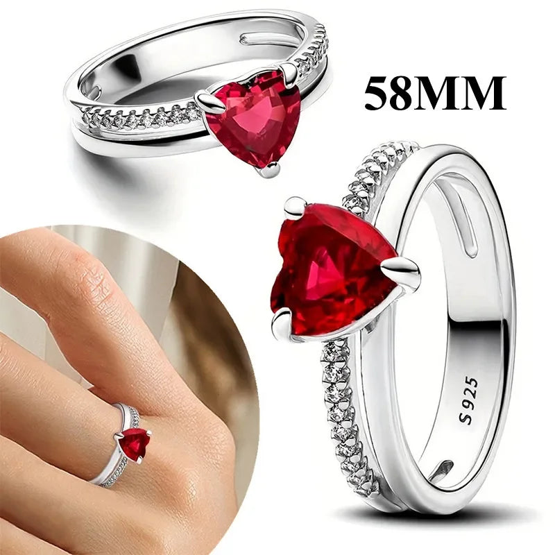 ring women, bracelet women, bracelet charm, red bracelet, bracelet ring, charm ring, heart bracelet, red heart ring, 925 silver ring, sterling ring, 925 ring, red ring
