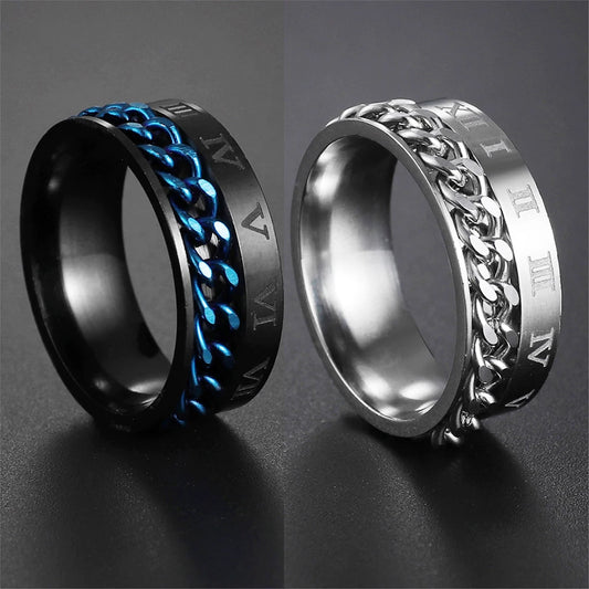 spinner ring, mens spinner ring, mens ring, fidget spinner ring, stainless steel rings, roman numerals ring, mens black rings, stainless steel spinner ring, stainless ring, mens fidget ring, stainless steel mens rings, black ring, men bands