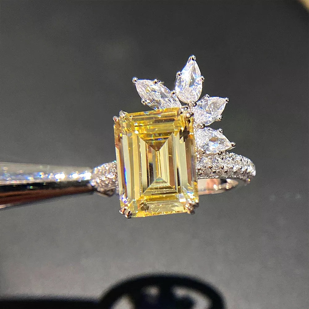 square ring, ring women, cz rings, yellow cz ring, yellow ring, wedding bands for women, cz square ring, wedding bands rings, square wedding rings