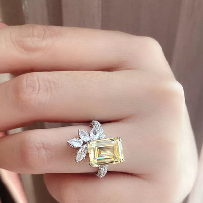 square ring, ring women, cz rings, yellow cz ring, yellow ring, wedding bands for women, cz square ring, wedding bands rings, square wedding rings