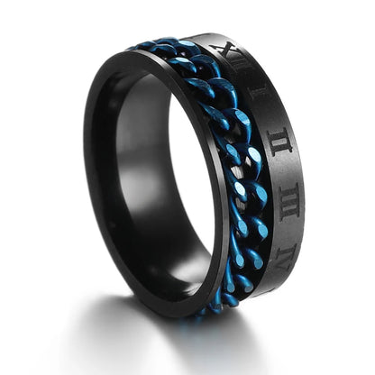 spinner ring, mens spinner ring, mens ring, fidget spinner ring, stainless steel rings, roman numerals ring, mens black rings, stainless steel spinner ring, stainless ring, mens fidget ring, stainless steel mens rings, black ring, men bands