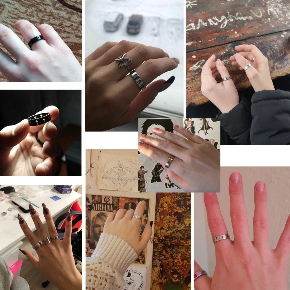 couple rings, stainless steel rings, stainless rings, steel rings, matching rings, cross rings, metal rings, rings gothic, lovers rings