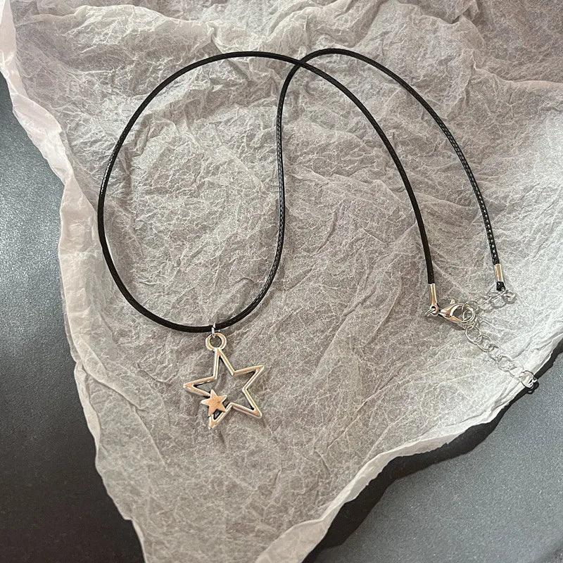 rope necklace, star pendant, necklace pendant, star pendant necklace, leather rope, leather necklace, leather rope necklace, star necklace, necklace jewelry, rope chain necklace