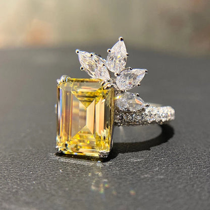 square ring, ring women, cz rings, yellow cz ring, yellow ring, wedding bands for women, cz square ring, wedding bands rings, square wedding rings