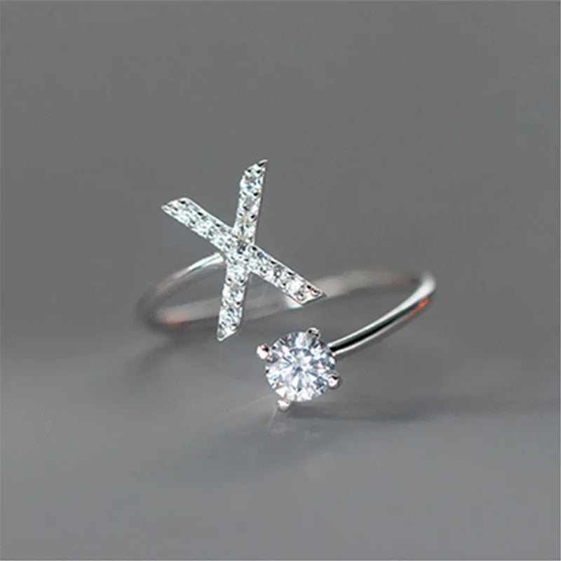 women ring, letter ring, adjustable ring, ring with initial, adjustable rings for women, zircon ring, initial letter ring