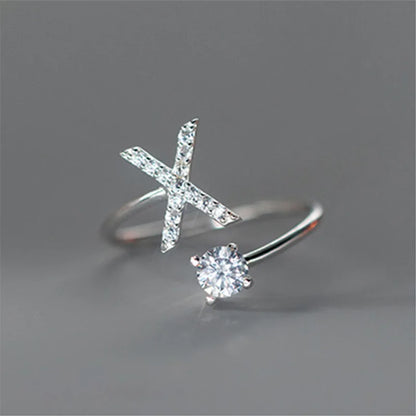 women ring, letter ring, adjustable ring, ring with initial, adjustable rings for women, zircon ring, initial letter ring