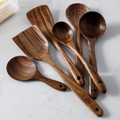 7-Pcs Teak Wood Tableware Set