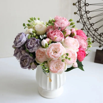 Bouquet de roses en soie pivoine pour la décoration de la maison