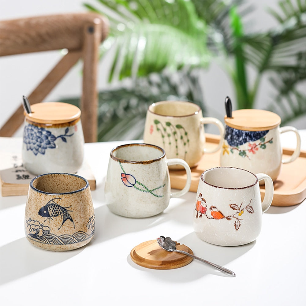 Japanische Kaffeetasse aus Keramik im Retro-Stil