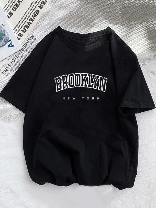Brooklyn Letter Print Tee | Harajuku Y2K Streetwear