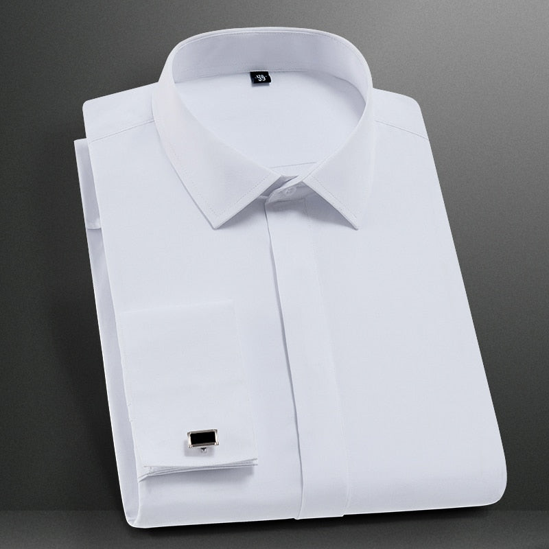 Elegant White French Cuff Shirt