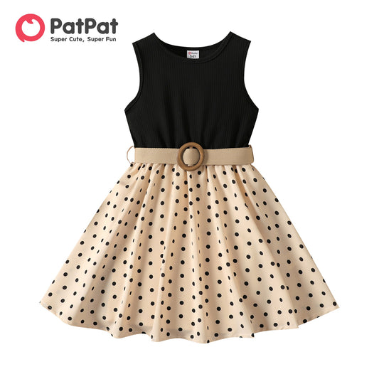 Ensemble robe sans manches pour fille à pois