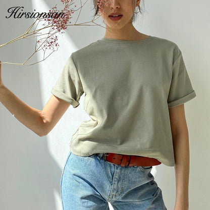 Khaki Oversized Cotton Tee for Women