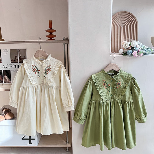 Robe de princesse en coton à manches longues pour fille