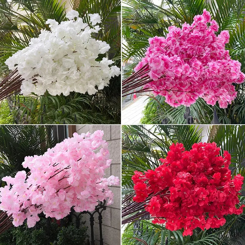 Cherry Blossom Silk Branch - 80cm Imitation Flower for Wedding & Home Decor